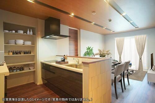 キッチン　家具は配置イメージであり、賃貸物件には含まれません