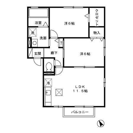 アヴェニール　ガーデン　Dの間取り