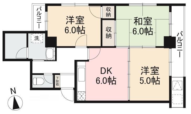 高松市花ノ宮町のマンションの間取り