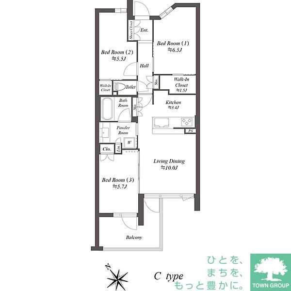 【大田区上池台のマンションの間取り】