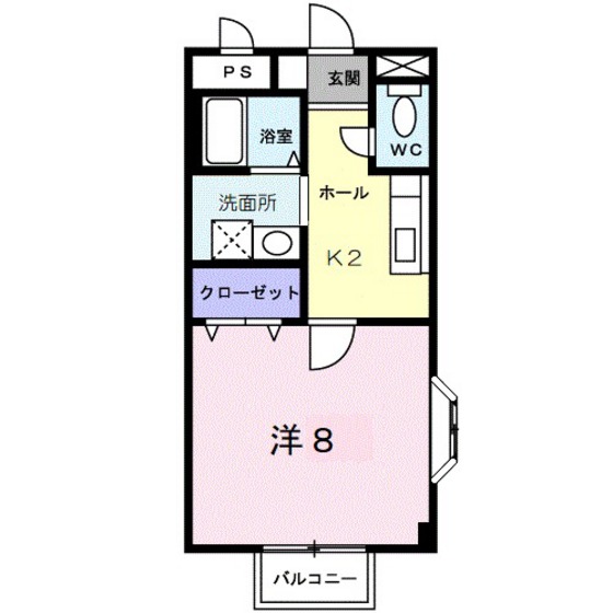 岡山県岡山市北区富田（アパート）の賃貸物件の間取り