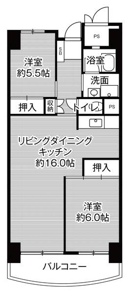 【ビレッジハウス香椎浜タワー1号棟の間取り】