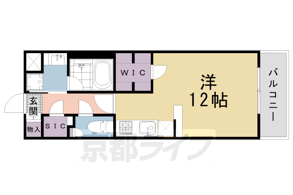 【京都市下京区七条御所ノ内北町のマンションの間取り】