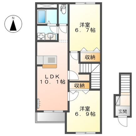 【徳島市春日のアパートの間取り】