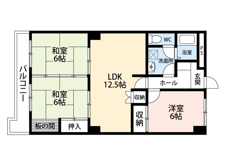 北九州市小倉北区東篠崎のマンションの間取り