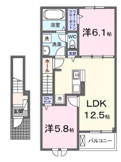 愛甲郡愛川町角田のアパートの間取り