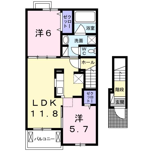 【鹿児島市山田町のアパートの間取り】