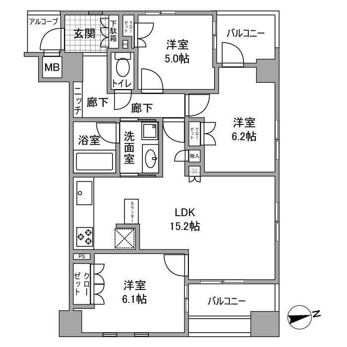 【姫路市綿町のマンションの間取り】