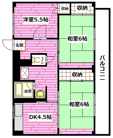 呉市焼山宮ヶ迫のマンションの間取り