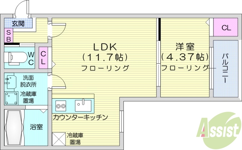 岩沼市二木のアパートの間取り