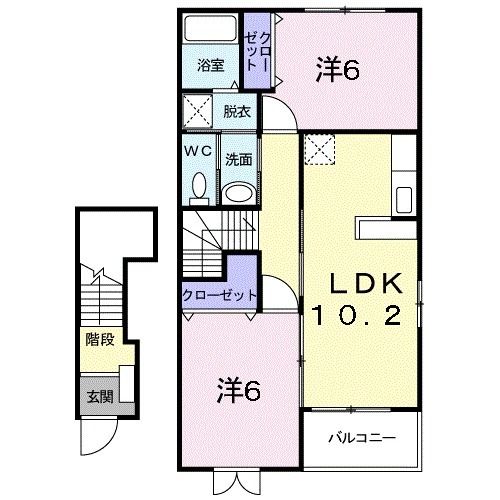 富山市下大久保のアパートの間取り