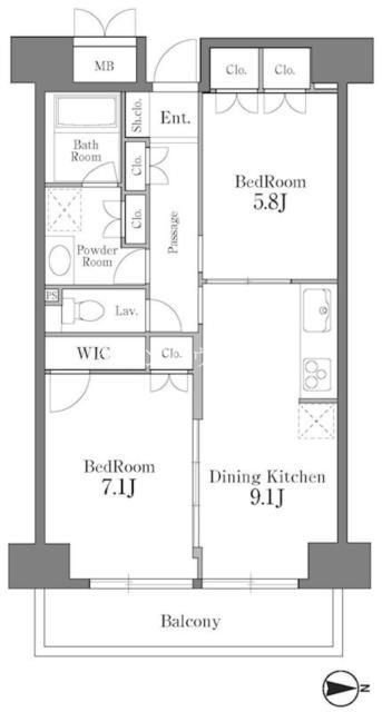 【港区芝浦のマンションの間取り】