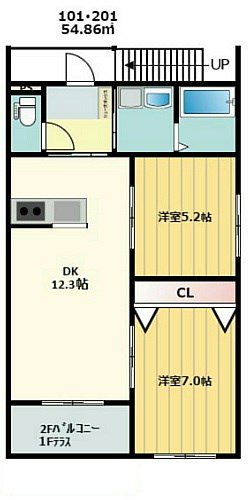 小平市学園西町のアパートの間取り