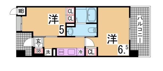 神戸市兵庫区西宮内町のマンションの間取り