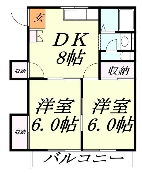 越谷市伊原のアパートの間取り