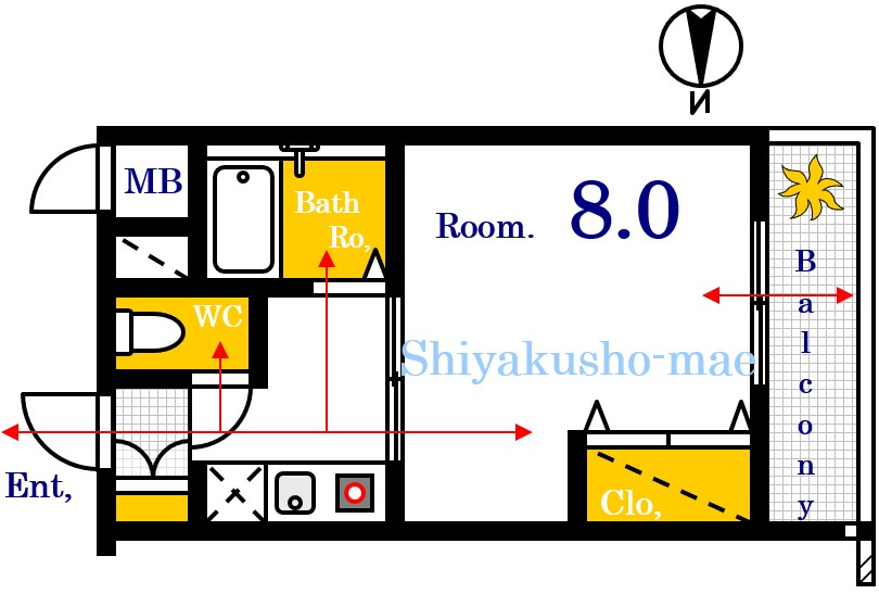 広島市中区河原町のマンションの間取り