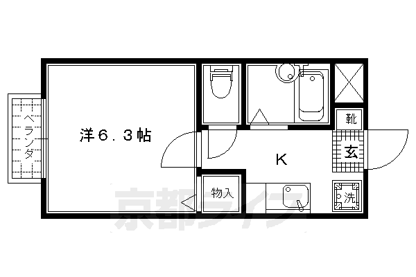 京都市上京区清元町のアパートの間取り