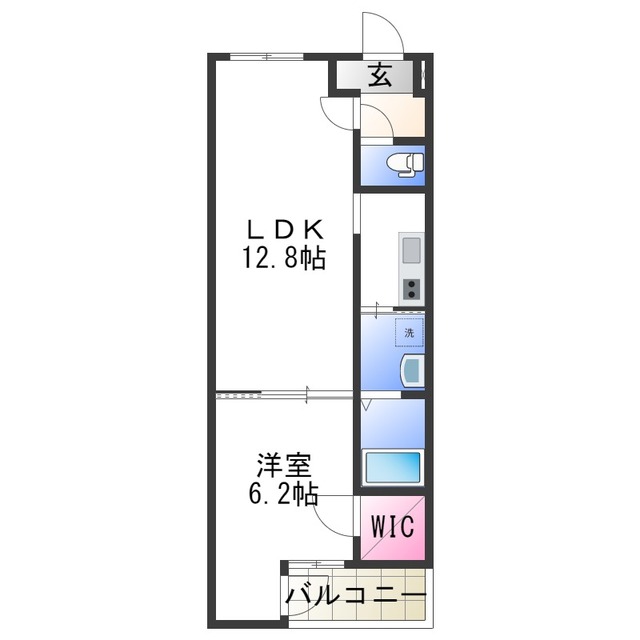 和歌山市杉ノ馬場のアパートの間取り