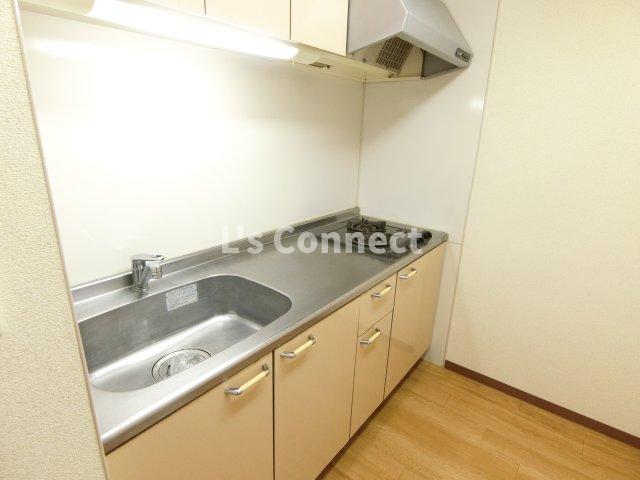 キッチン　２口ガスコンロのシステムキッチン。