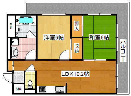 大阪市住之江区東加賀屋のマンションの間取り