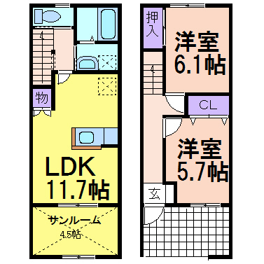 【PORTE BONHEUR　Ａ棟の間取り】