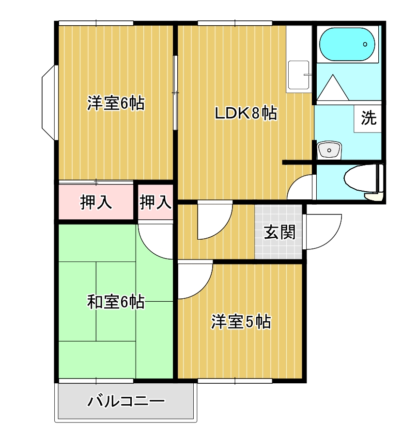 磐田市東原のアパートの間取り