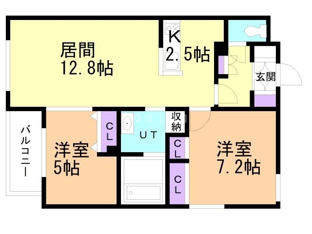 札幌市東区北二十六条東のマンションの間取り