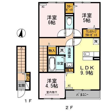 上益城郡益城町大字古閑のアパートの間取り