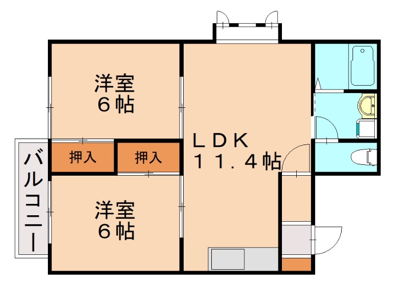 糟屋郡篠栗町中央のアパートの間取り