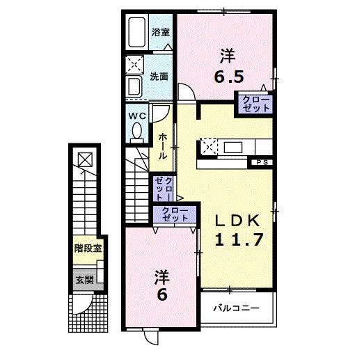 福山市駅家町大字上山守のアパートの間取り