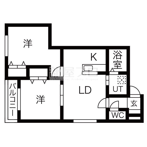 札幌市西区八軒七条西のマンションの間取り