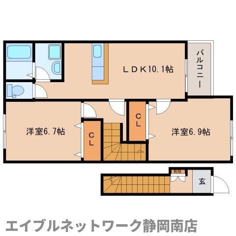 焼津市小川のアパートの間取り