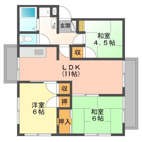 宇和島市長堀のマンションの間取り