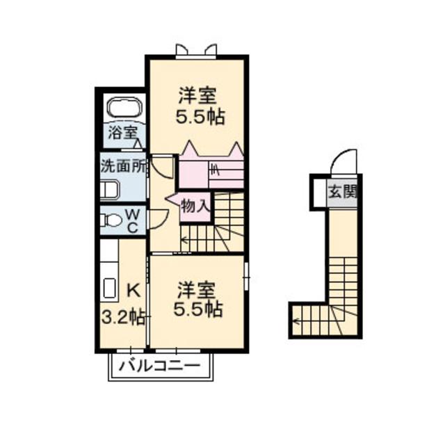 今治市東鳥生町のアパートの間取り