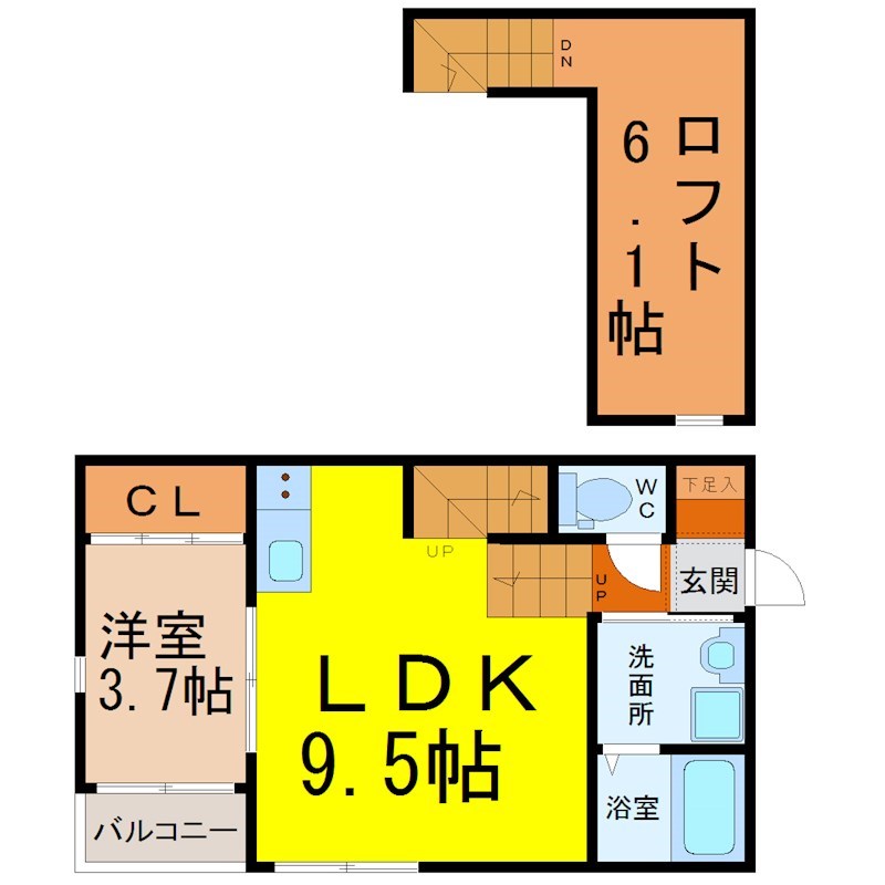 名古屋市瑞穂区苗代町のアパートの間取り