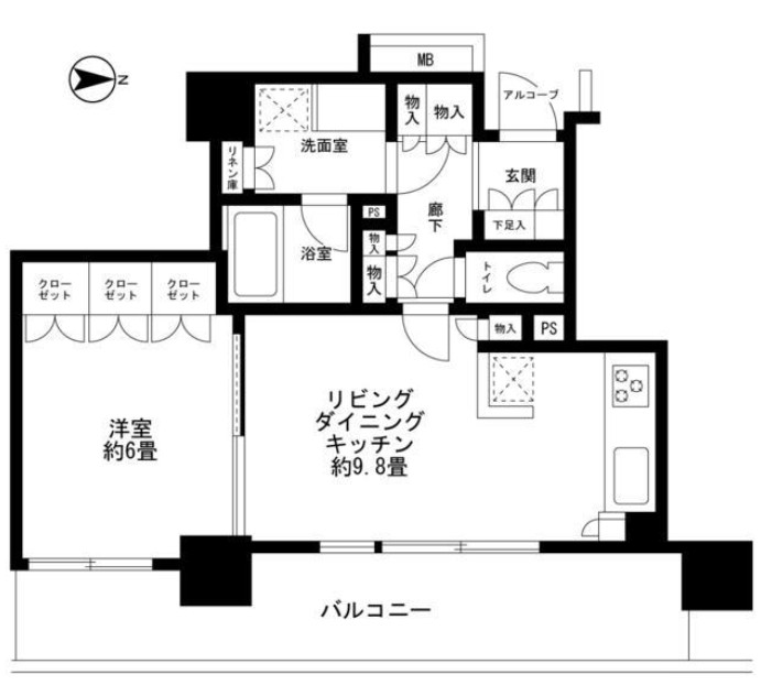 千代田区神田練塀町のマンションの間取り