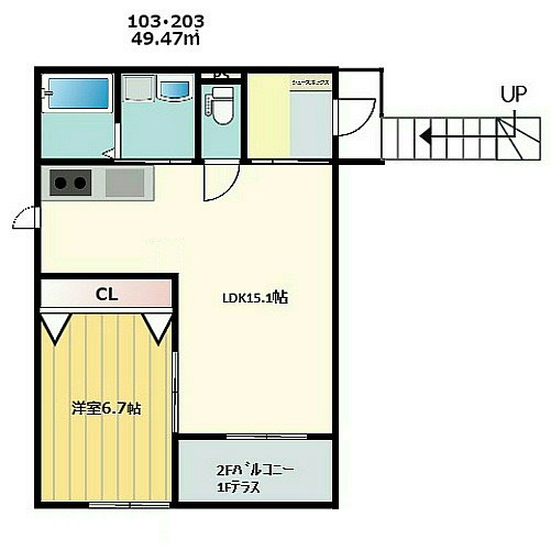 小平市学園西町のアパートの間取り