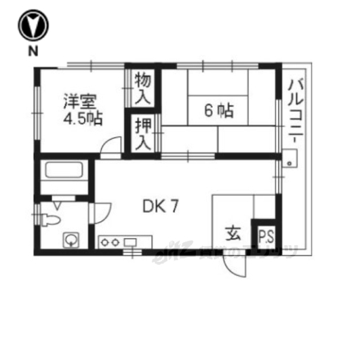 京都市左京区北白川下別当町のマンションの間取り