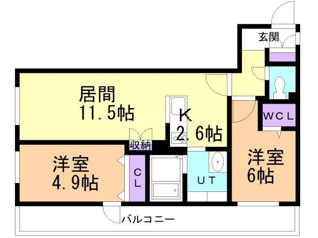 札幌市中央区南四条西のマンションの間取り