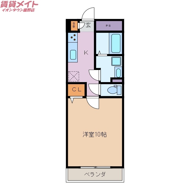 いなべ市大安町石榑東のマンションの間取り