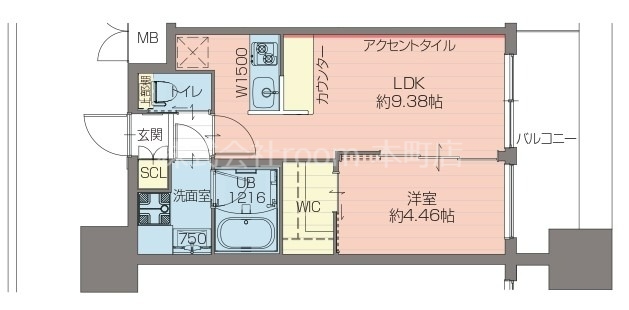 大阪市浪速区塩草のマンションの間取り