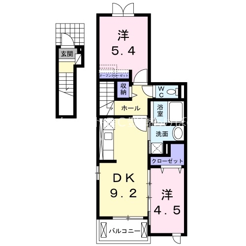 豊川市小田渕町のアパートの間取り