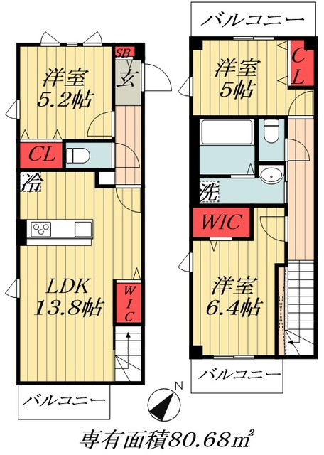 市川市東菅野のマンションの間取り