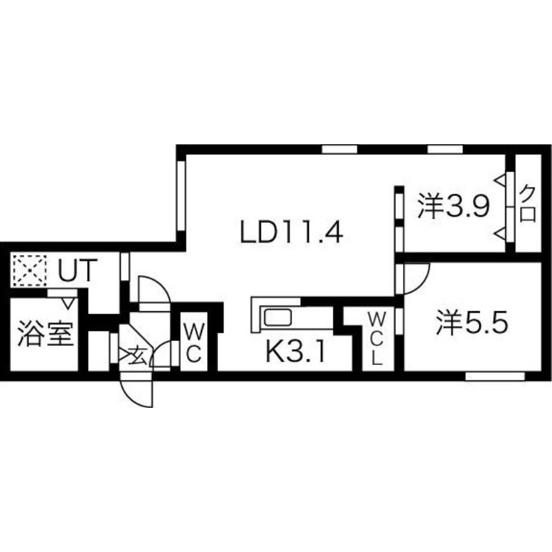 札幌市北区北二十一条西のマンションの間取り