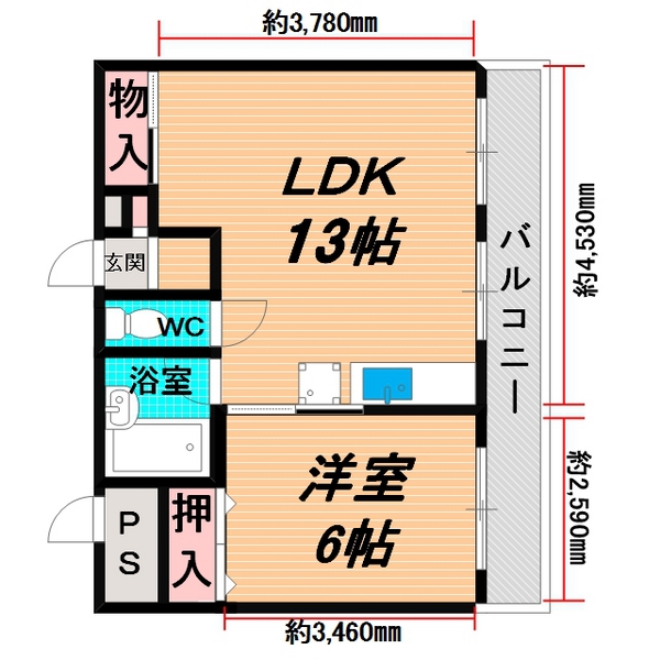 大阪市城東区古市のマンションの間取り