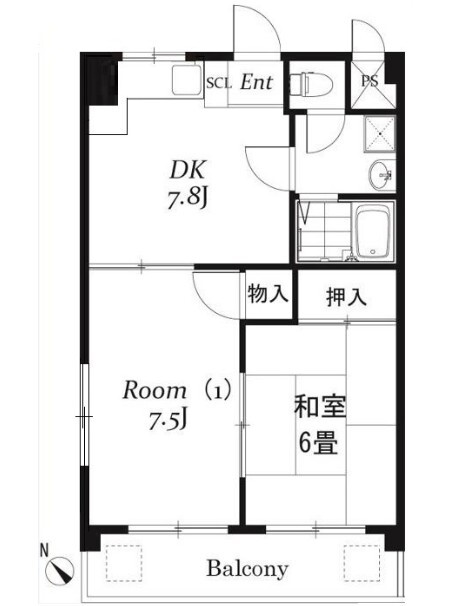 サンライズマンションA棟の間取り