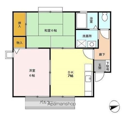 西武拝島線 武蔵砂川駅 徒歩15分 2階建 築33年の間取り写真