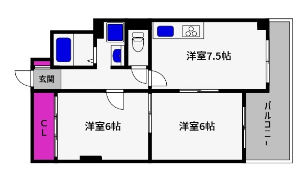 ＪＲ東海道本線 住吉駅 徒歩2分 5階建 築48年の間取り写真