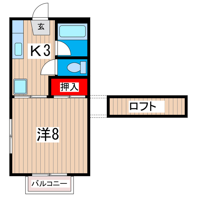 1DKペーシェの間取り写真