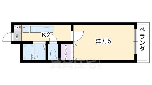 京福電鉄北野線 北野白梅町駅 徒歩15分 7階建 築31年の間取り写真